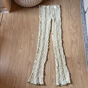 SIEDRES Cream and Green Textured Pants